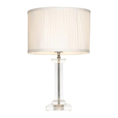 Mercator Lighting Table Lamps Albion Crystal Table Lamp With Pleated Shade 1Lt Lights-For-You MTBL031WHT 9312699210020