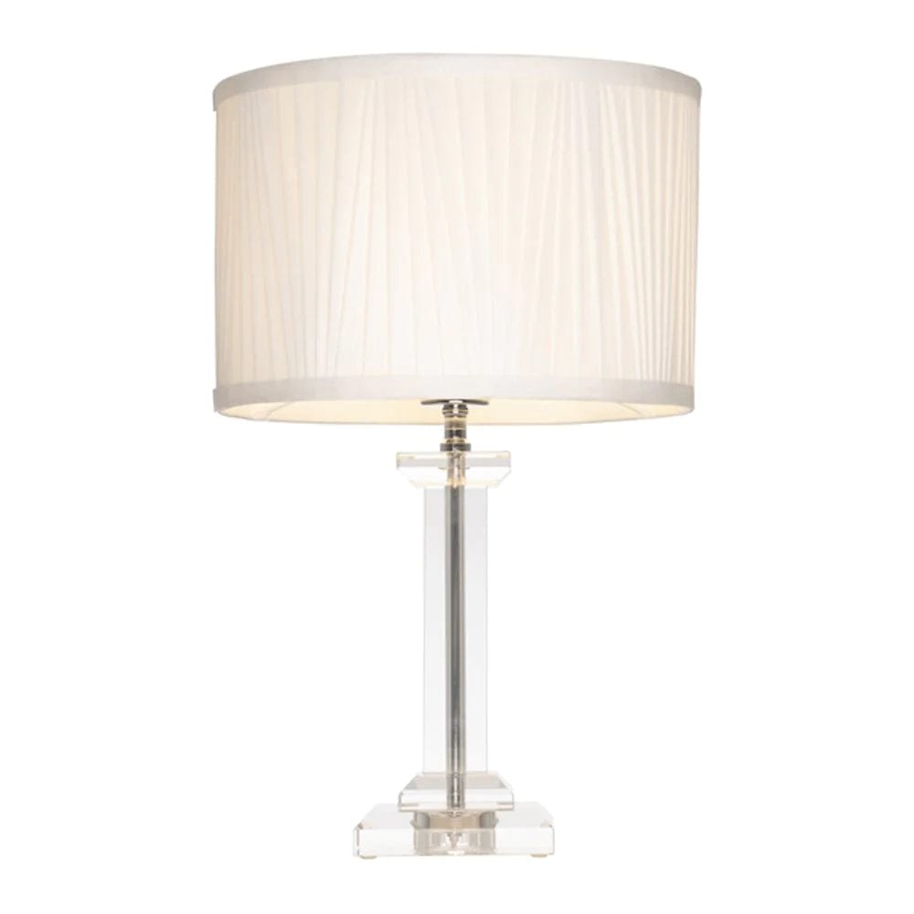 Mercator Lighting Table Lamps White Albion Crystal Table Lamp With Pleated Shade 1Lt Lights-For-You MTBL031WHT