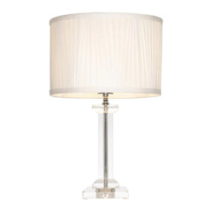 Mercator Lighting Table Lamps White Albion Crystal Table Lamp With Pleated Shade 1Lt Lights-For-You MTBL031WHT