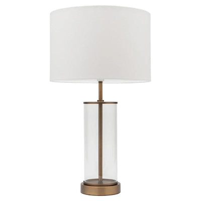 Mercator Lighting Table Lamps Classic Brass Table Lamp With Clear Glass & White Shade Lights-For-You A36011 9312699159152