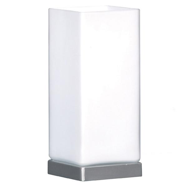 Mercator Lighting Table Lamps Brushed Chrome & White Cube Touch Table Lamp 1Lt Lights-For-You A44011T-BC