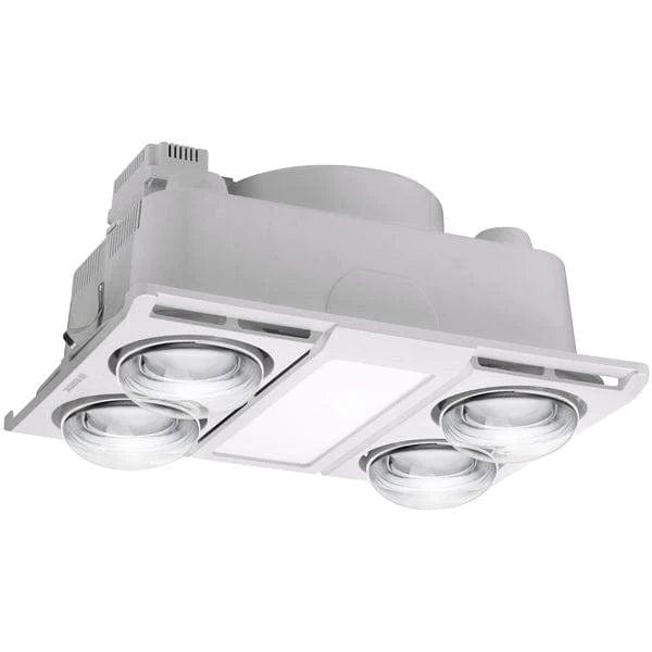 Mertec Lighting Bathroom Heaters White 460m³/hr Profile Panel 4 3-in-1 Bathroom Heater with 4 Heat Lamps, Exhaust Fan and Tricolour LED Light Lights-For-You MBHN4LW