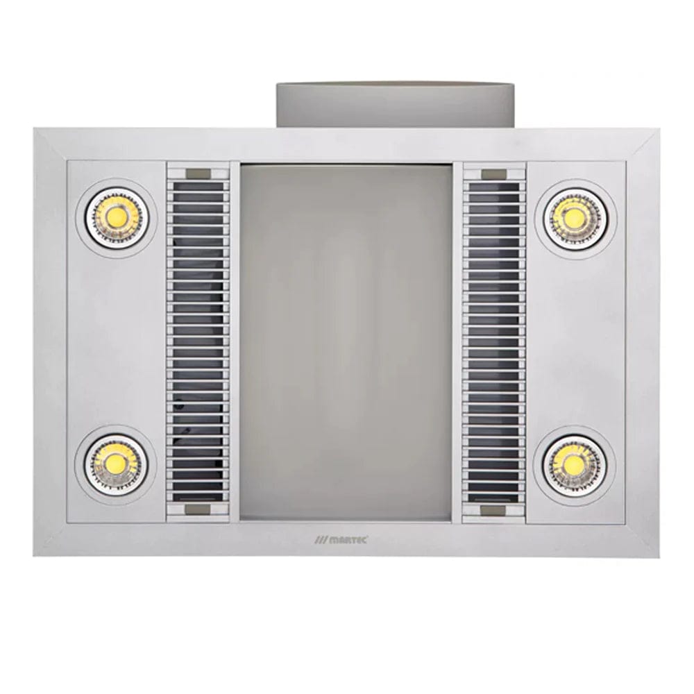 Mertec Lighting Bathroom Heaters 600m³/h Martec Linear 3 in 1 Bathroom Heater Exhaust Fan & LED Light in Silver or White Lights-For-You