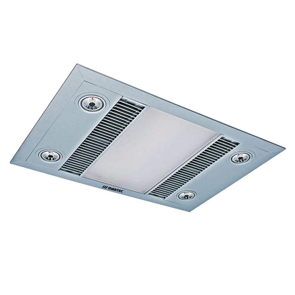 Mertec Lighting Bathroom Heaters Silver 600m³/h Martec Linear 3 in 1 Bathroom Heater Exhaust Fan & LED Light in Silver or White Lights-For-You MBHL1000S