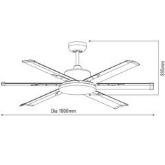 72" Albatross DC Ceiling Fan w/ Remote & 6 Blades Available in 3 Colours