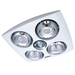 Mertec Lighting Exhaust Fans White 250m³/hr Contour 4 Exhaust Fan 3-in-1 w/ Heater & Light in Colour Silver or White Lights-For-You MBHC4LW