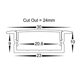 30mm x 10mm Silver Shallow Winged Square LED Profile Havit Lighting - HV9695-2810