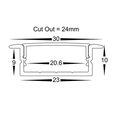 30mm x 10mm Silver Shallow Winged Square LED Profile Havit Lighting - HV9695-2810