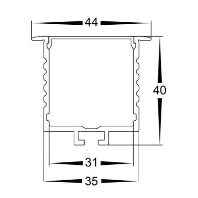 44mm x 40mm Silver Deep Square Recessed Winged Aluminium LED Profile Havit 