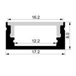 17mm x 8mm 2 Metre Silver Shallow Square Aluminium LED Profile Havit Lighting