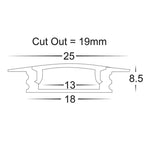 25mm x 9mm Black Shallow Square Winged Aluminium Profile - HV9695-2507-BLK