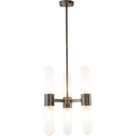 Hepburn 6 Light 3 Arm Pendant Antique Brass