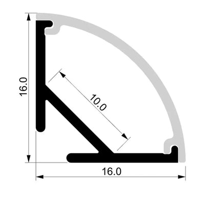 16mm x 16mm 2 Meter Silver Corner Aluminium LED Profile Havit Lighting 