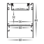 60mm x 80mm Black Deep Square Up and Down Aluminium LED Profile Havit Lighting 