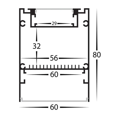 60mm x 80mm Black Deep Square Up and Down Aluminium LED Profile Havit Lighting 