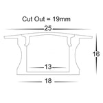 25mm x 16mm White Deep Square Winged Aluminium LED Profile Havit Lighting 