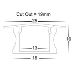 25mm x 16mm Silver Deep Square Winged Aluminium LED Profile Havit Lighting -