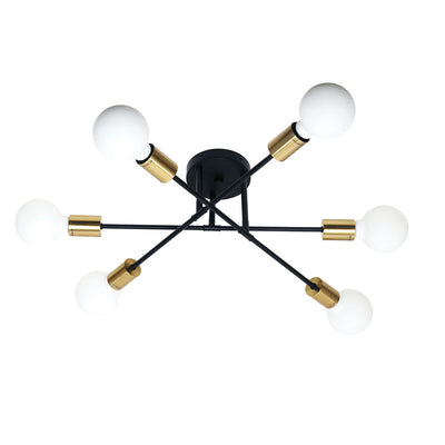 Muna.6 6 Light Close - To - Ceiling Black / Satin Barss - OL63296SB