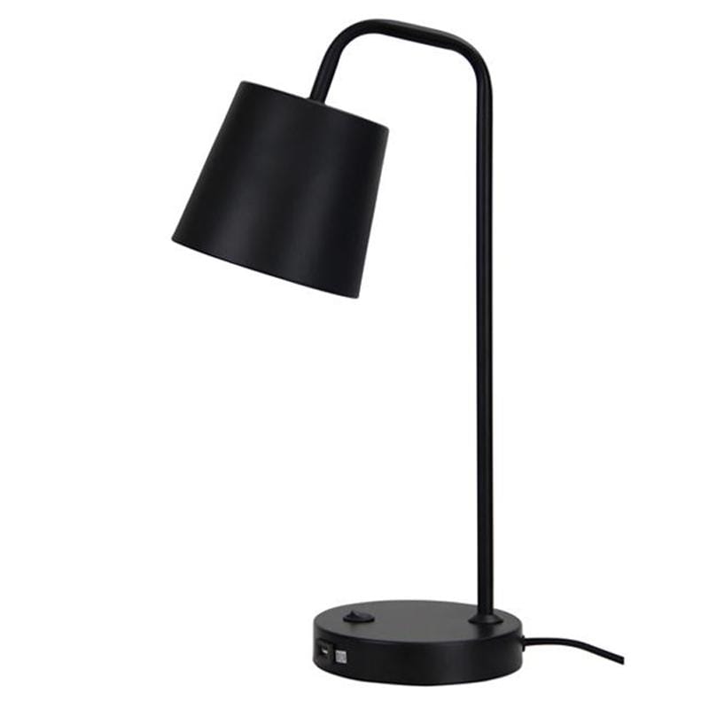 Oriel Lighting Desk Lamps Black Henk Desk Lamp With USB Socket in White or Black Lights-For-You OL93721BK