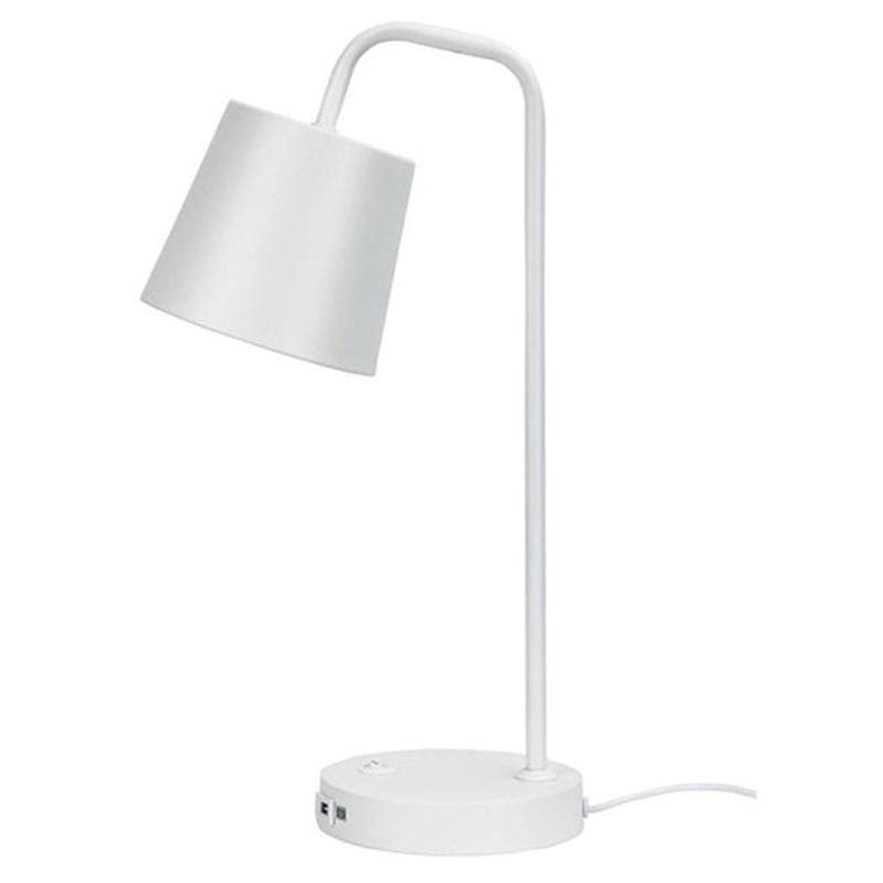 Oriel Lighting Desk Lamps White Henk Desk Lamp With USB Socket in White or Black Lights-For-You OL93721WH