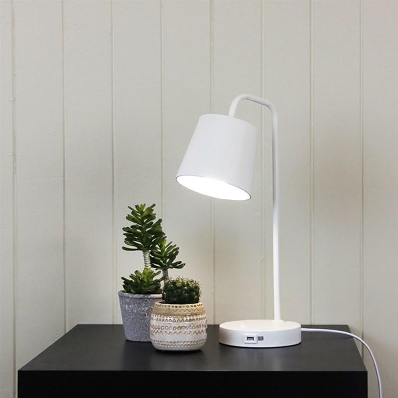 Oriel Lighting Desk Lamps Henk Desk Lamp With USB Socket in White or Black Lights-For-You