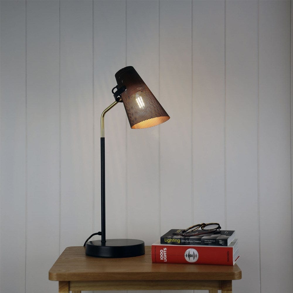 Perfo Desk Lamp in Black & Brass