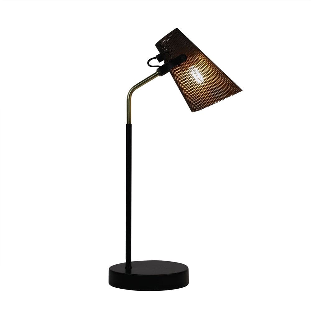 Oriel Lighting Desk Lamps Perfo Desk Lamp in Black & Brass Lights-For-You SL98831AB 9324879221641