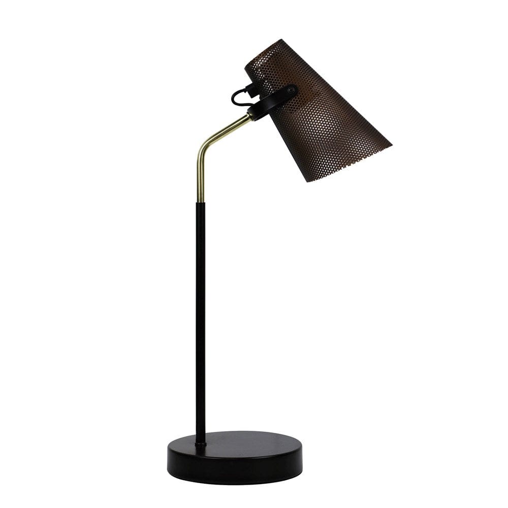 Oriel Lighting Desk Lamps Perfo Desk Lamp in Black & Brass Lights-For-You SL98831AB 9324879221641