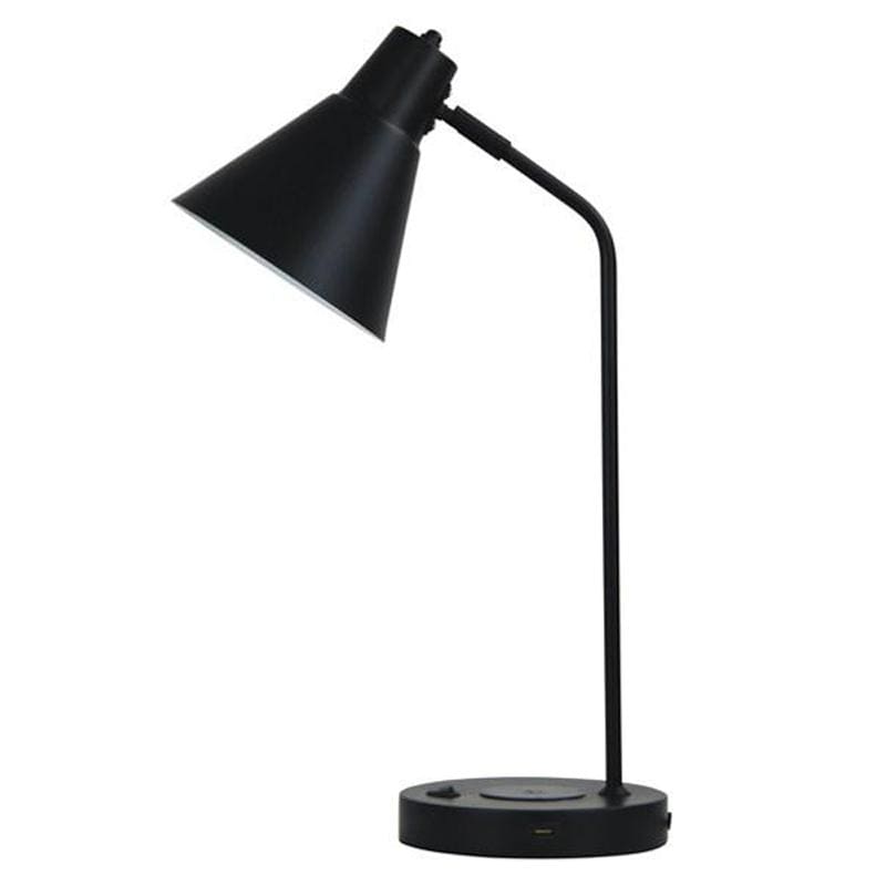 Oriel Lighting Desk Lamps Black Targa Desk Lamp With USB & Wireless Charging Lights-For-You OL93952BK