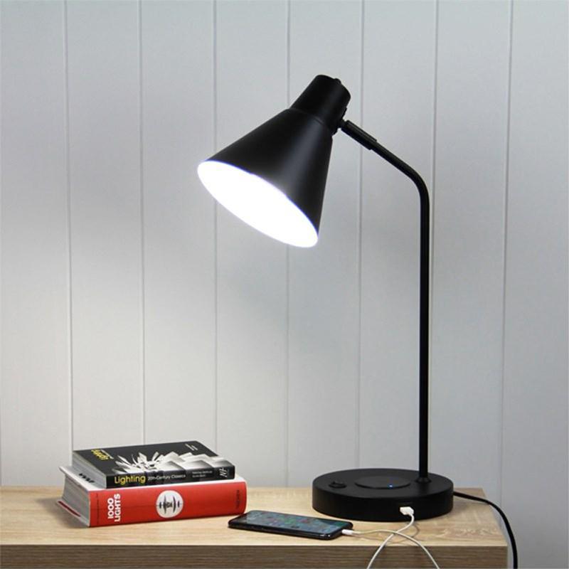 Oriel Lighting Desk Lamps Targa Desk Lamp With USB & Wireless Charging Lights-For-You