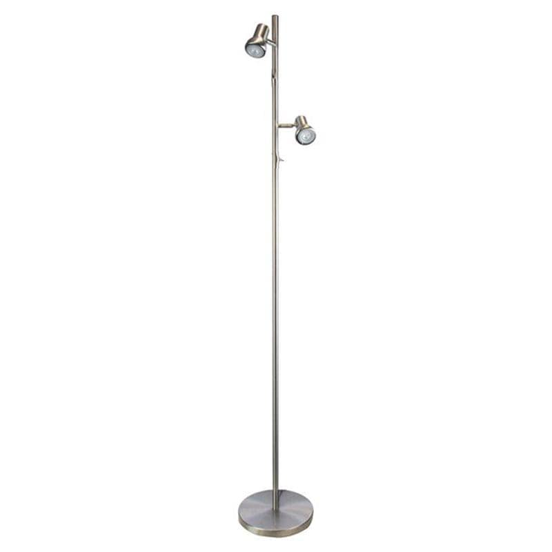 Oriel Lighting Floor Lamps Brushed Chrome Daxam Floor Lamp Twin LED Lights-For-You SL98592BC