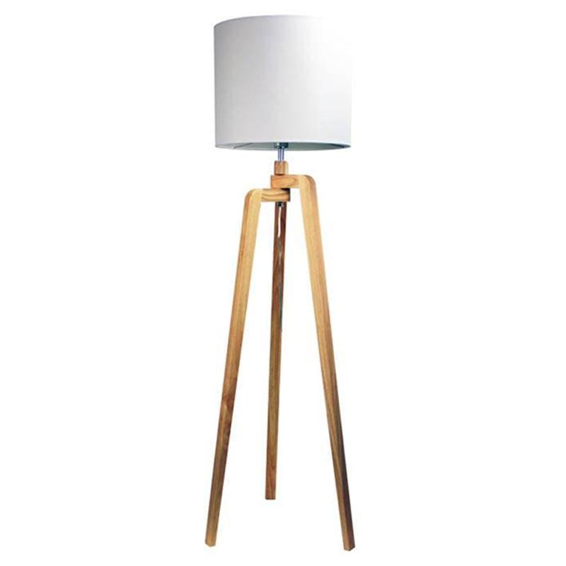 Oriel Lighting Floor Lamps White Lund Scandi Wooden Tripod Floor Lamp in White Lights-For-You OL93523WH