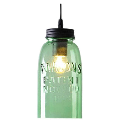 Mason Pendant Vintage Jar Clear & Green