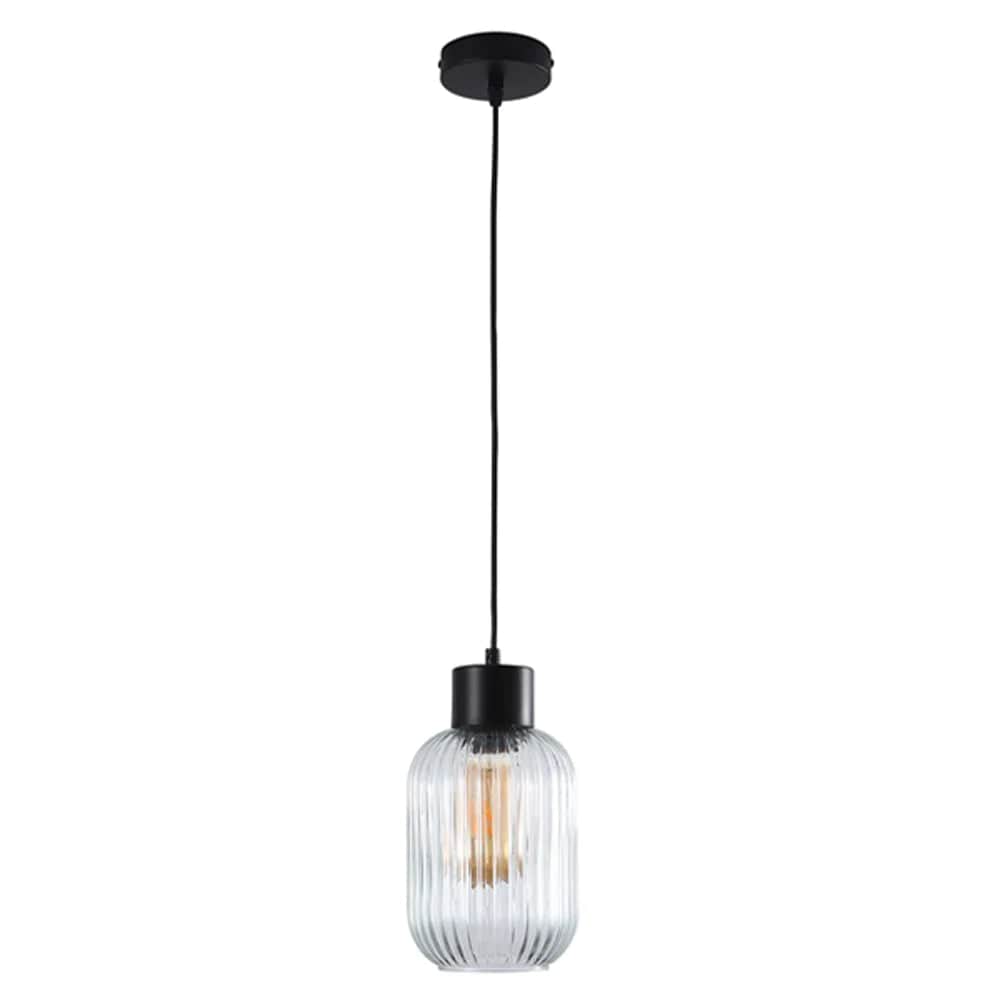 Oriel Lighting Indoor Pendants Miller.130 Pendant Light 1Lt in Black/Clear Glass Lights-For-You OL63705/13CL 9324879222099