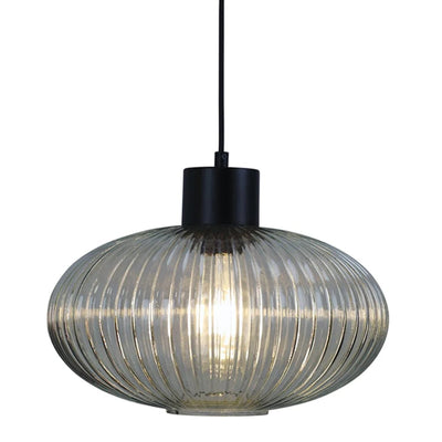 Miller.300 Pendant Light 1Lt in Black/Clear Glass