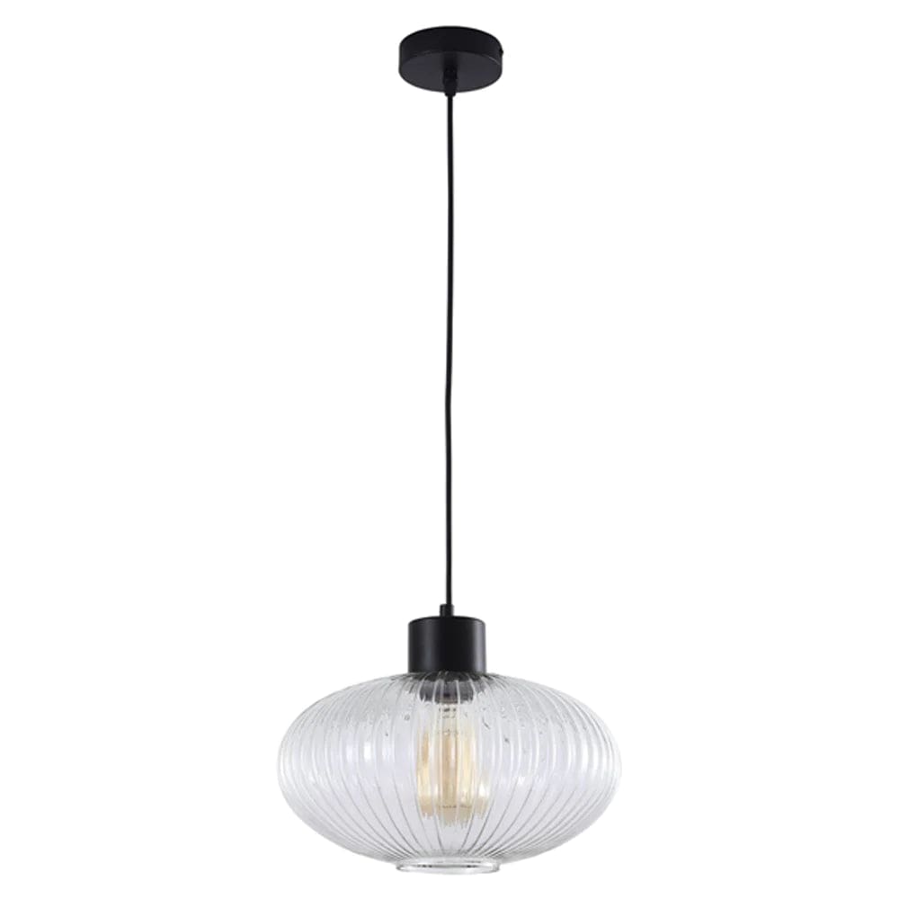 Oriel Lighting Indoor Pendants Miller.300 Pendant Light 1Lt in Black/Clear Glass Lights-For-You OL63705/30CL 9324879222112