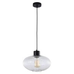 Oriel Lighting Indoor Pendants Miller.300 Pendant Light 1Lt in Black/Clear Glass Lights-For-You OL63705/30CL 9324879222112