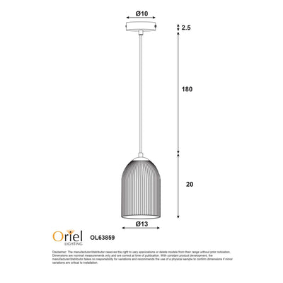 Oriel Lighting Indoor Pendants Oriel Lighting Arley Ribbed Glass Pendant Black Lights-For-You OL63859BK