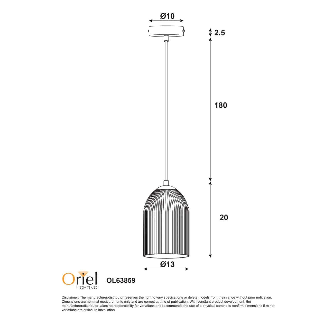 Oriel Lighting Indoor Pendants Oriel Lighting Arley Ribbed Glass Pendant White Lights-For-You OL63859WH