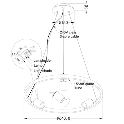 Oriel Lighting Indoor Pendants Pano Pendant Light 3Lt in Black Lights-For-You OL56093BK 9324879219969