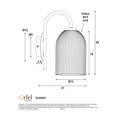 Oriel Lighting Indoor Wall Lights Oriel Arley Opal Matt Wall Light Lights-For-You OL69551BK