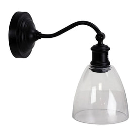 Oriel Lighting Indoor Wall Lights Warwick Indoor Wall Light 1Lt in Black/Clear Lights-For-You OL69381BK 9324879222150