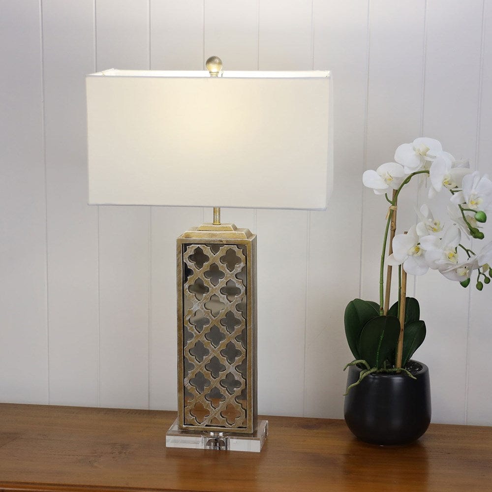 Oriel Lighting Table Lamps Brown & Mirror Granada Table Lamp in Brown & Mirror Lights-For-You OL98888