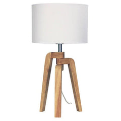 Oriel Lighting Table Lamps Lund Scandi Wooden Tripod Table Lamp Lights-For-You OL93521WH 9324879217538