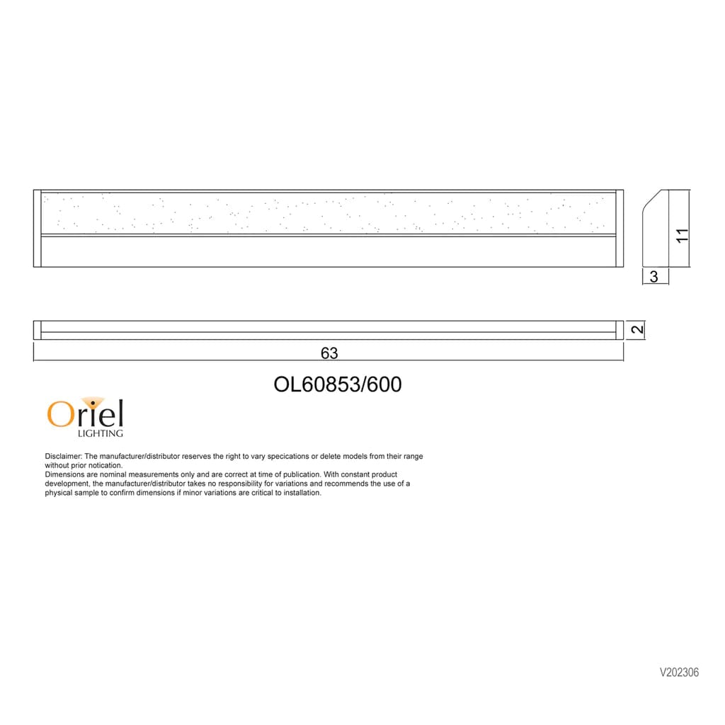 Oriel Lighting Vanity Lights MODE.60 CTS LED Vanity Light 10w 600mm in White Lights-For-You OL60853/600WH 9324879224758