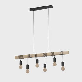 Townshend Ultra Modern Timber Pendant Light 6 Light