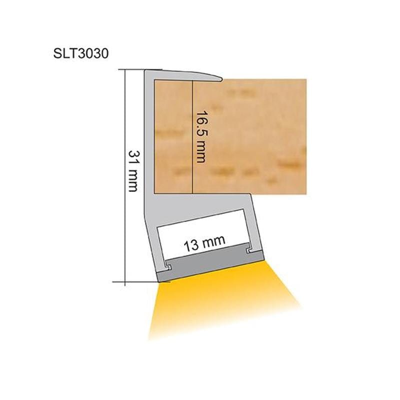 SAL Lighting Aluminium Profile SLT LED Strip Channel Clip on Undershelf Lights-For-You
