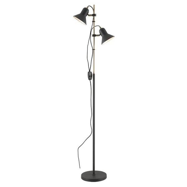 Telbix Lighting Floor Lamps Black/Antique Brass Corelli Twin Headed Floor Lamp Lights-For-You CORELLI FL2-DGY