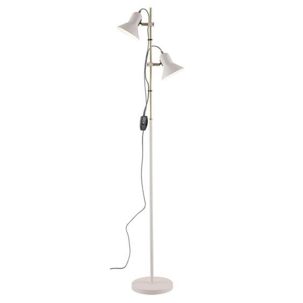 Telbix Lighting Floor Lamps White/Antique Brass Corelli Twin Headed Floor Lamp Lights-For-You CORELLI FL2-WHAB