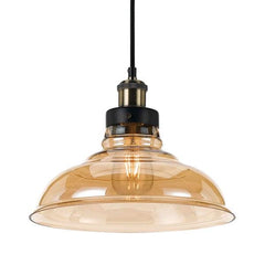 Telbix Lighting Indoor Pendants Large Amber Glass Pendant Light Lights-For-You HERTEL PE30-BKAM